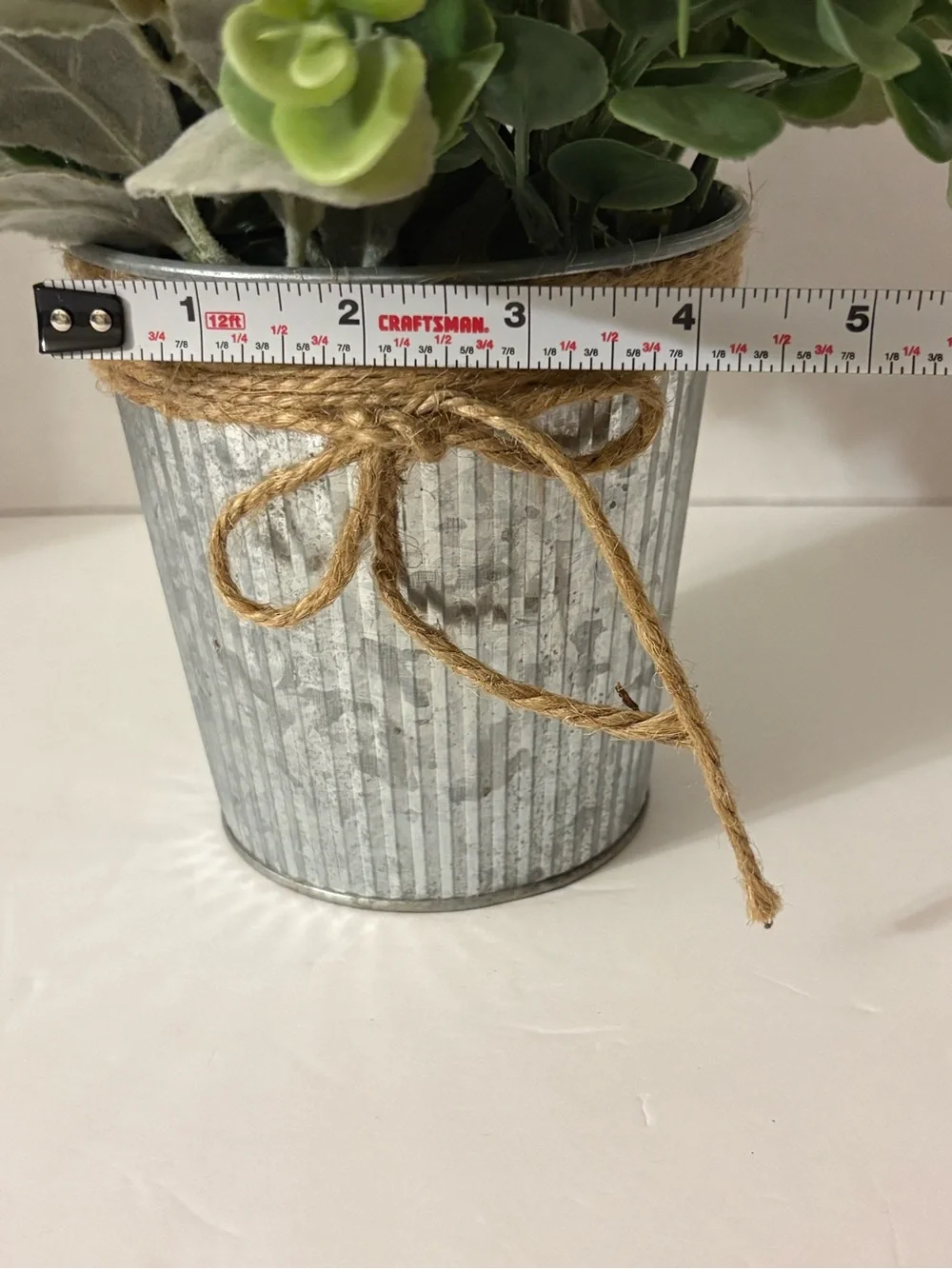 Artificial Eucalyptus & Lemon Arrangement Centerpiece in Galv Metal Pot Cottage